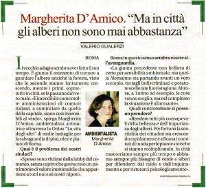 Margherita d'Amico: "Ma in città fli alberi non sono mai abbastanza"